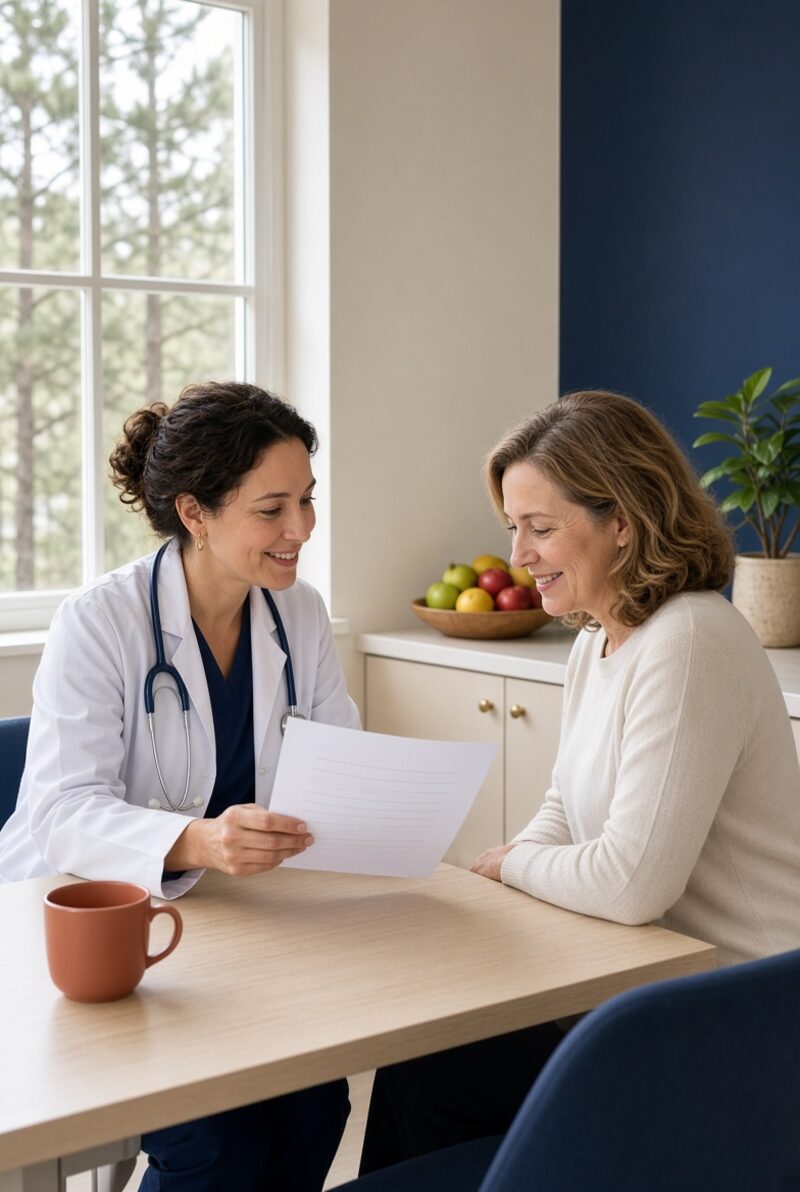 Physician reviewing a wellness plan with a patient